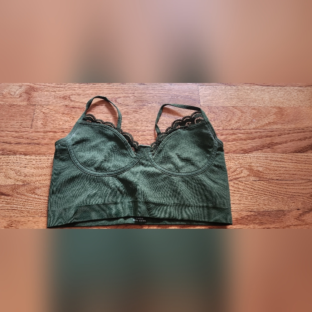 aerie Green Lace Trim Bralette